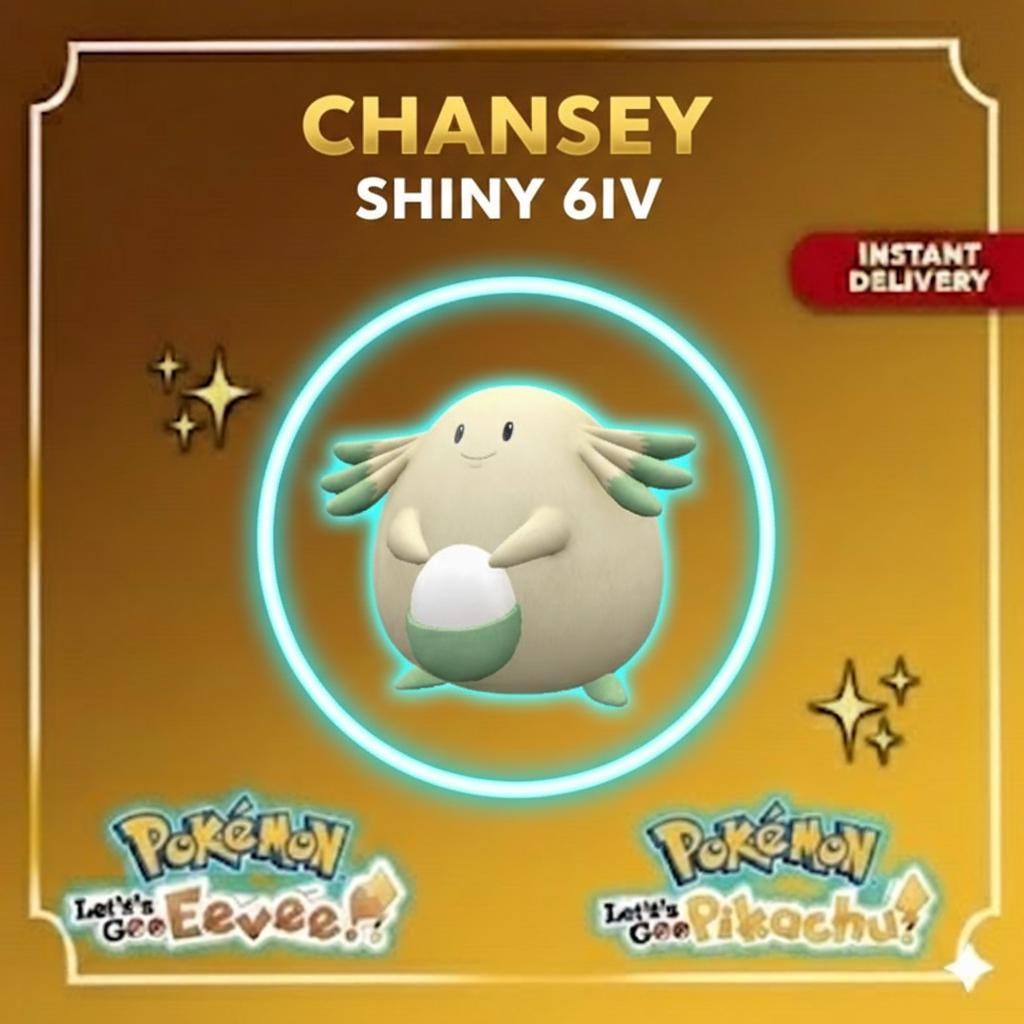 Shiny Chansey Lets Go Pikachu Eevee 6IV Competitive Battle Ready – Pokémon Let's Go Pokémon card photo