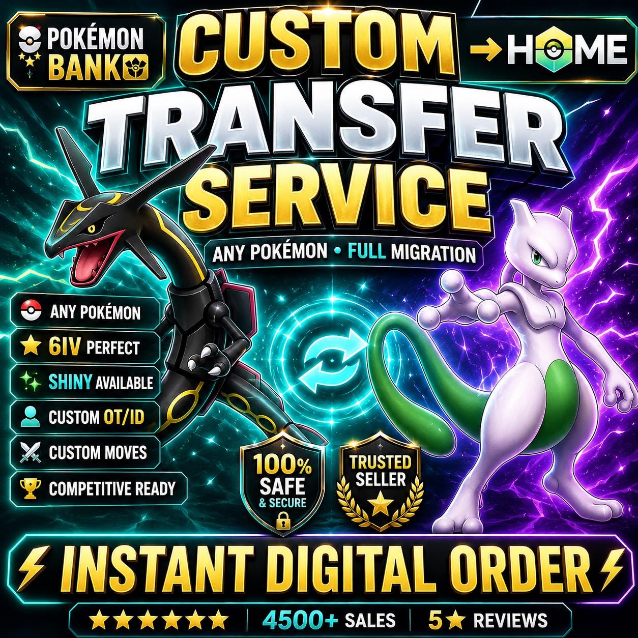 CUSTOM SHINY POKEMON Home Pokopia Ready Any Species Battle Ready 6IV Custom Ot Trainer Name Home Transfer Switch 2 Fast Delivery – Custom Pokémon Pokémon card photo