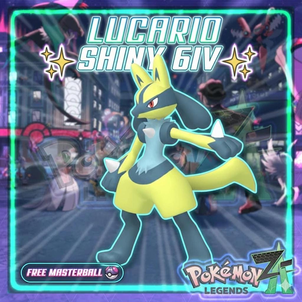 Shiny LUCARIO Pokémon Legends ZA 6IV Competitive Battle Ready – Pokémon Legends Z-A Pokémon card photo