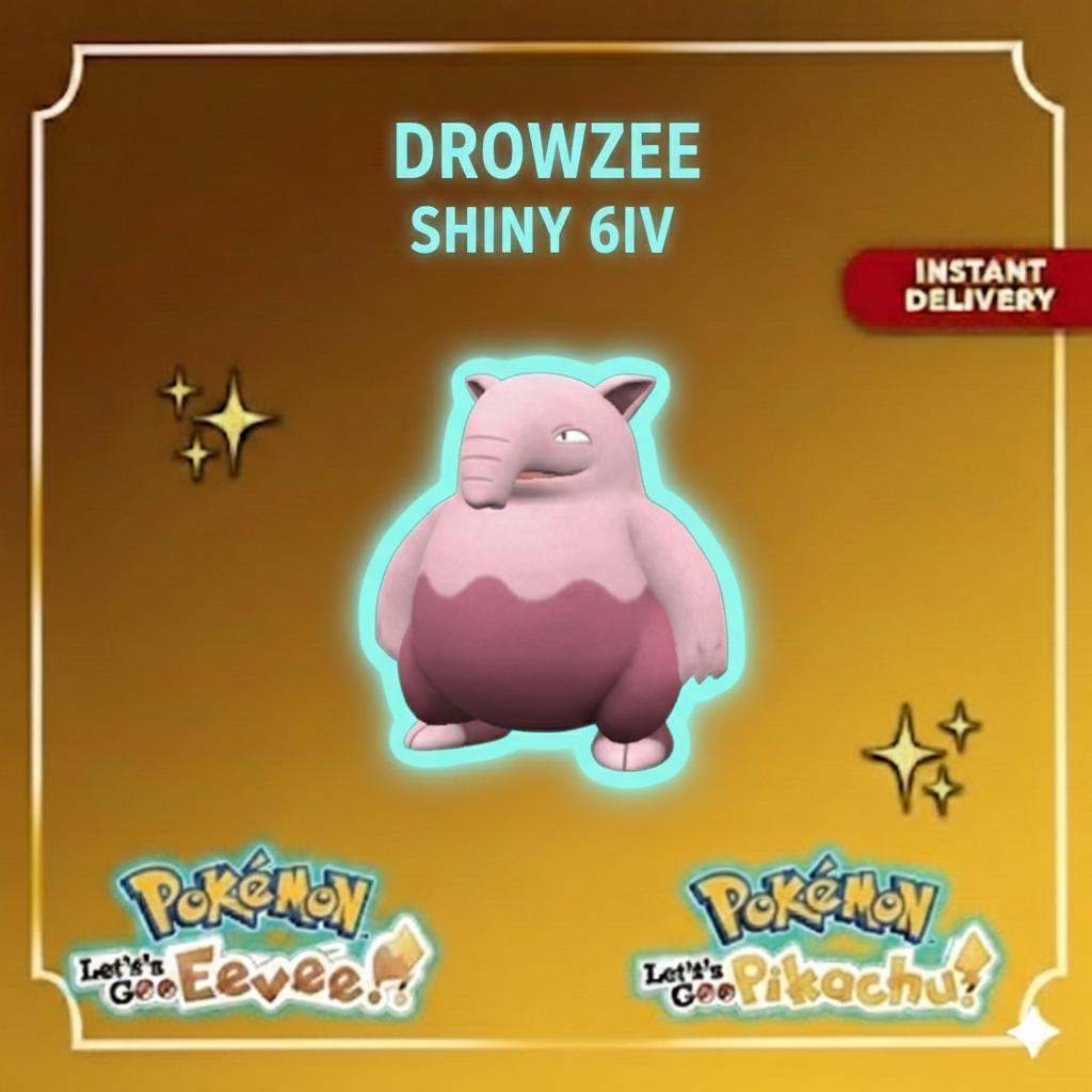 Shiny DROWZEE Pokémon Lets Go Pikachu Eevee 6IV Competitive Battle Ready – Pokémon Let's Go Pokémon card photo