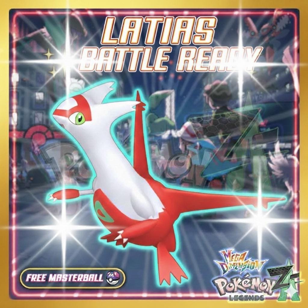 Non Shiny 6IV Latias Pokemon Legends Za Mega Dimension DLC 6IV Competitive Battle Ready Pokémon card photo
