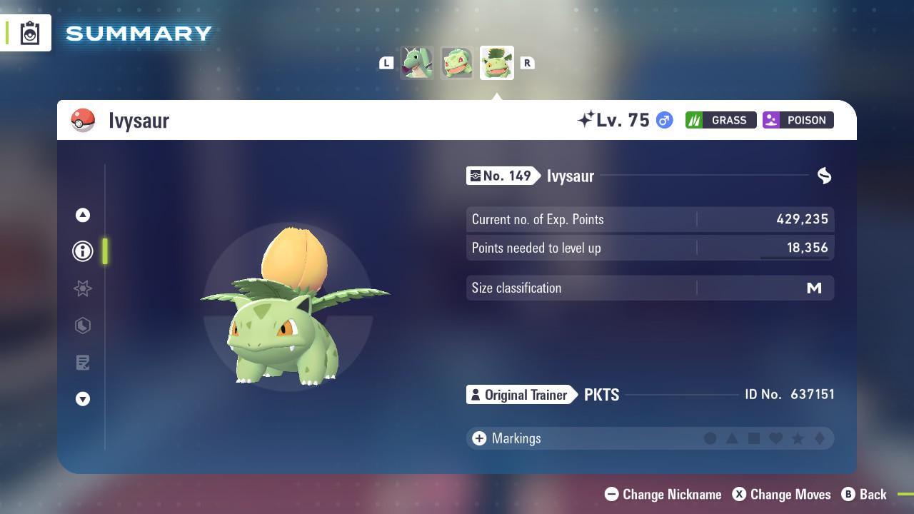 Foto de la carta Pokémon Shiny IVYSAUR Pokémon Legends ZA 6IV Listo para la Batalla Competitiva 2