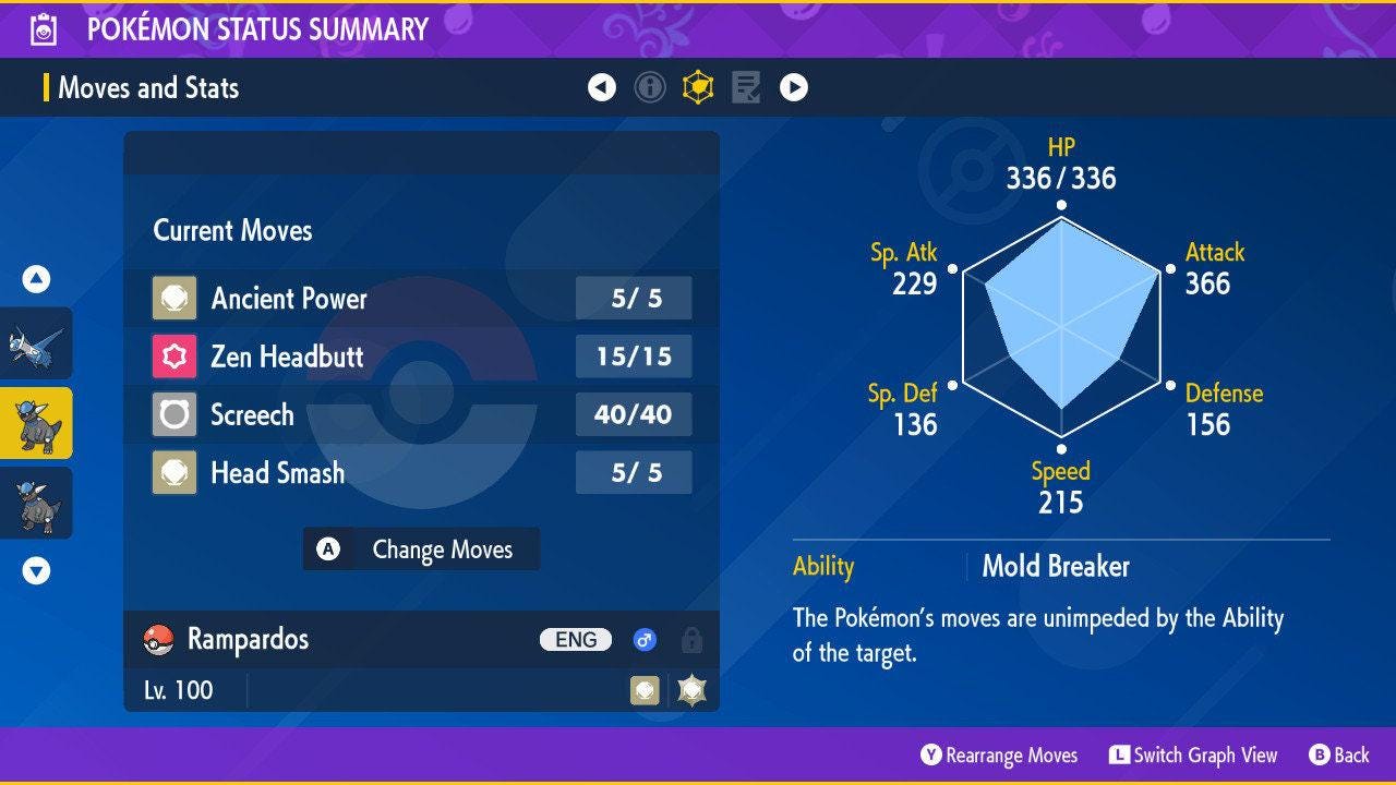 Shiny RAMPARDOS Pokémon Scarlet and Violet 6IV Competitive Battle Ready Pokémon card photo 2
