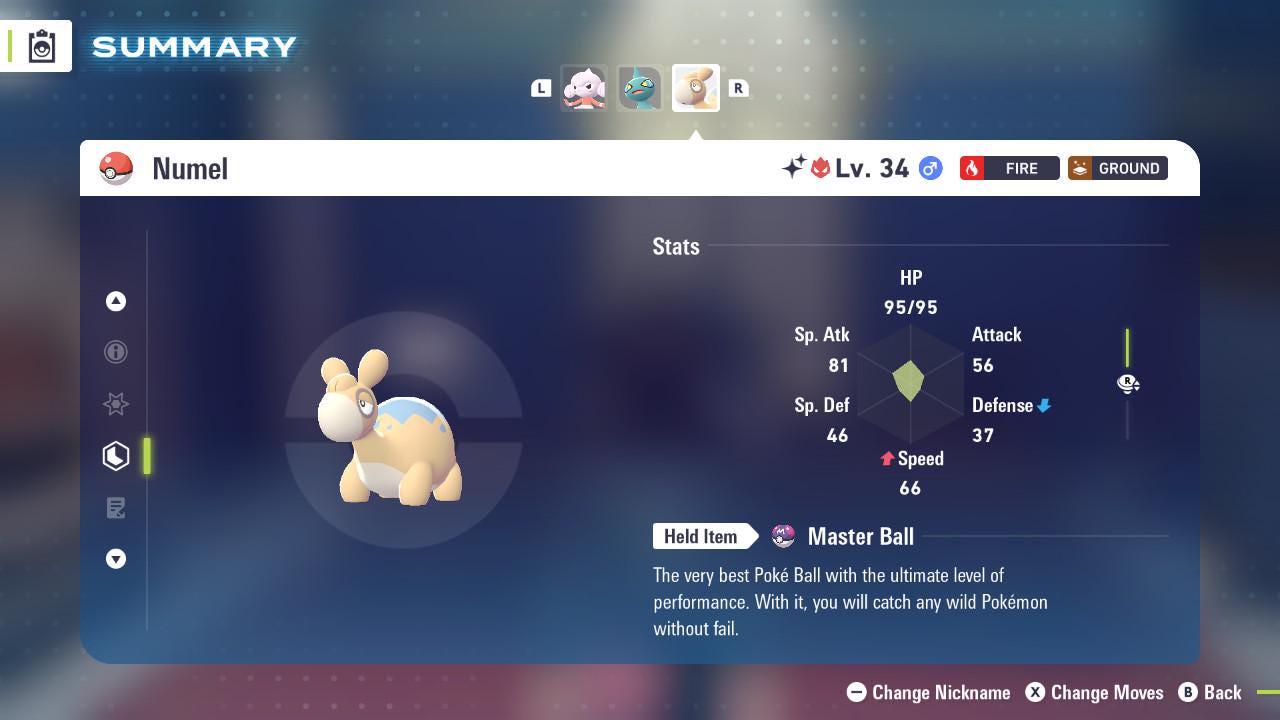 Shiny Alpha Numel Pokémon Legends ZA 6IV Competitive Battle Ready Pokémon card photo