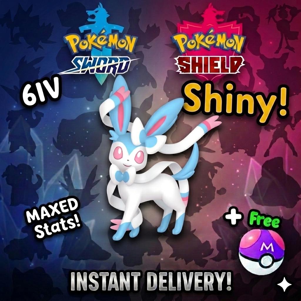 Shiny Sylveon Pokemon Sword Shield 6IV Competitive Battle Ready – Sword & Shield Pokémon card photo