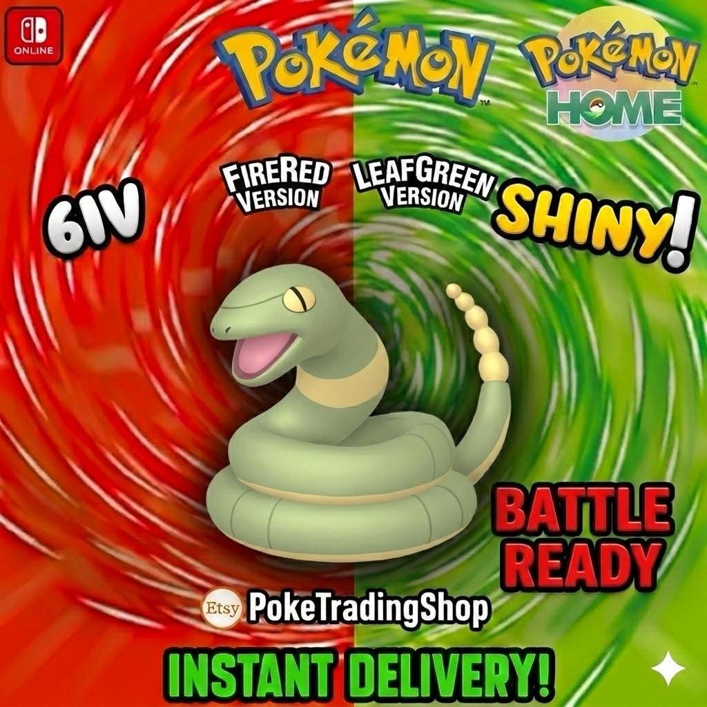 Foto de la carta Pokémon EKANS variocolor Pokémon Rojo Fuego Verde Hoja 6IV listo para la batalla competitiva
