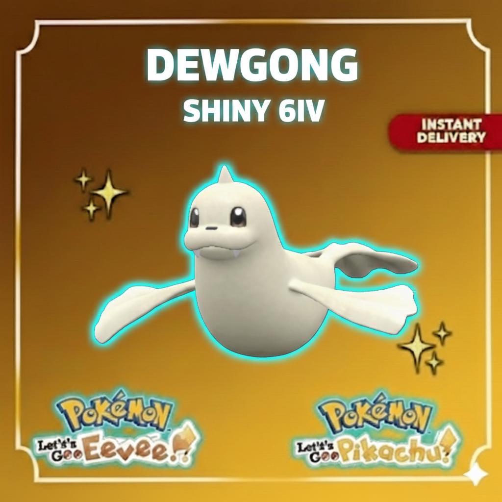 Shiny DEWGONG Pokémon Lets Go Pikachu Eevee 6IV Competitive Battle Ready – Pokémon Let's Go Pokémon card photo