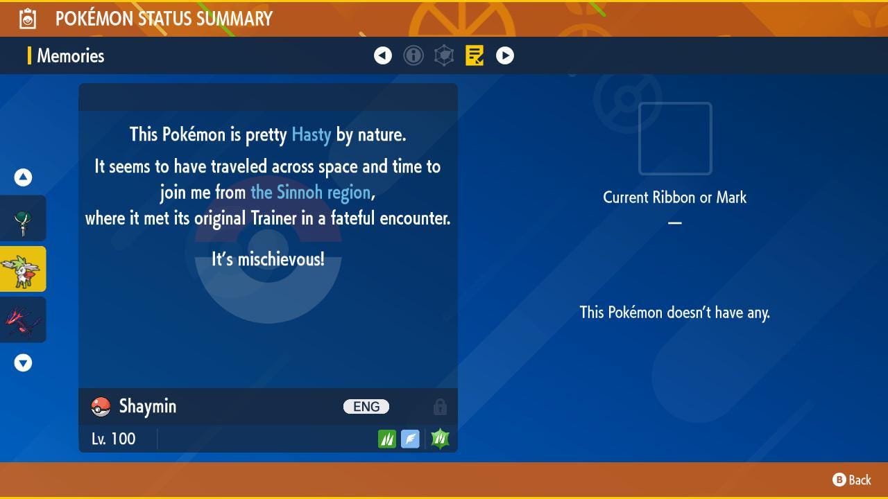 Foto de la carta Pokémon Shiny 6IV SKY FORME SHAYMIN Pokémon Escarlata y Púrpura 6IV Competitivo Listo para la Batalla 3