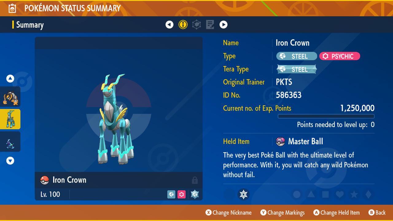 Non Shiny IRON CROWN Ev Trained Scarlet Violet Pokémon Battle Ready Competitive Free Bonus Shiny Fast Delivery – Scarlet & Violet Pokémon card photo