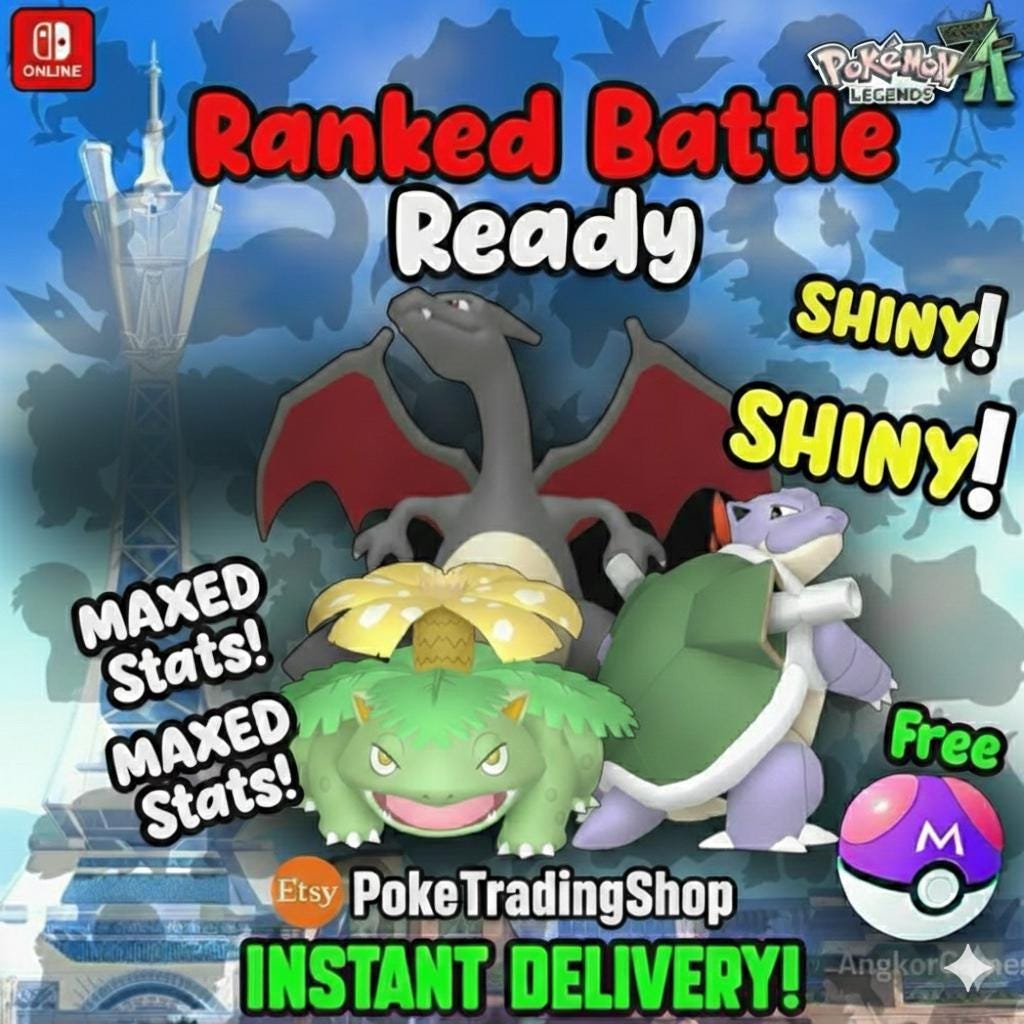 Pokemon Za Final STARTER Pack KANTO Shiny 6IV Pokémon Legends ZA 6IV Competitive Battle Ready Any Held Item Mega Evolution Pokedex – Pokémon Legends Z-A Pokémon card photo
