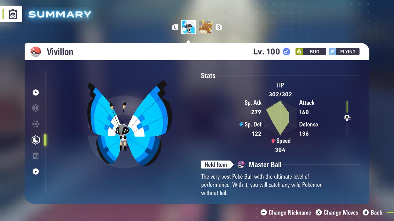 Foto de la carta Pokémon Pokemon Za No Variocolor 6IV VIVILLON MARINO Pokémon Legends ZA 6IV Competitivo Listo para la Batalla