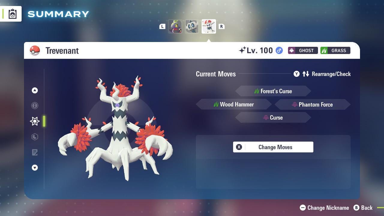 Foto de la carta Pokémon Shiny TREVENANT Pokémon Legends ZA 6IV Listo para el Combate Competitivo 4