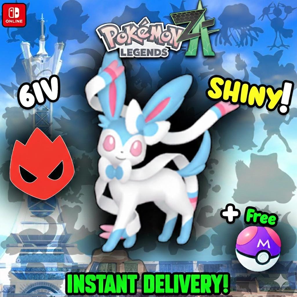 Shiny Alpha Sylveon Pokémon Legends ZA 6IV Competitive Battle Ready – Pokémon Legends Z-A Pokémon card photo