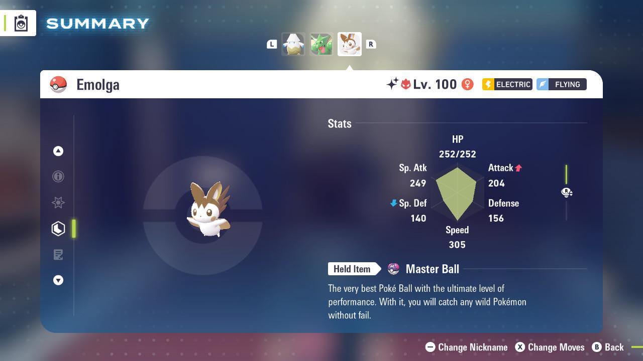 Shiny Alpha Emolga Pokémon Legends ZA 6IV Competitive Battle Ready – Pokémon Legends Z-A Pokémon card photo