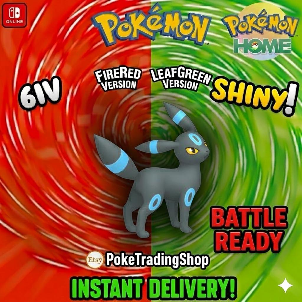 Foto de la carta Pokémon UMBREON SHINY Pokémon Rojo Fuego Verde Hoja 6IV listo para la batalla competitivo