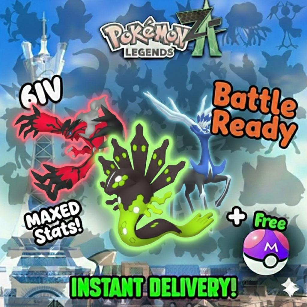 Foto de la carta Pokémon Paquete Trío Legendario de Kalos Pokémon ZA Shiny 6IV Pokémon Leyendas ZA 6IV Competitivo Listo para la batalla Cualquier objeto equipado Mega Evolución