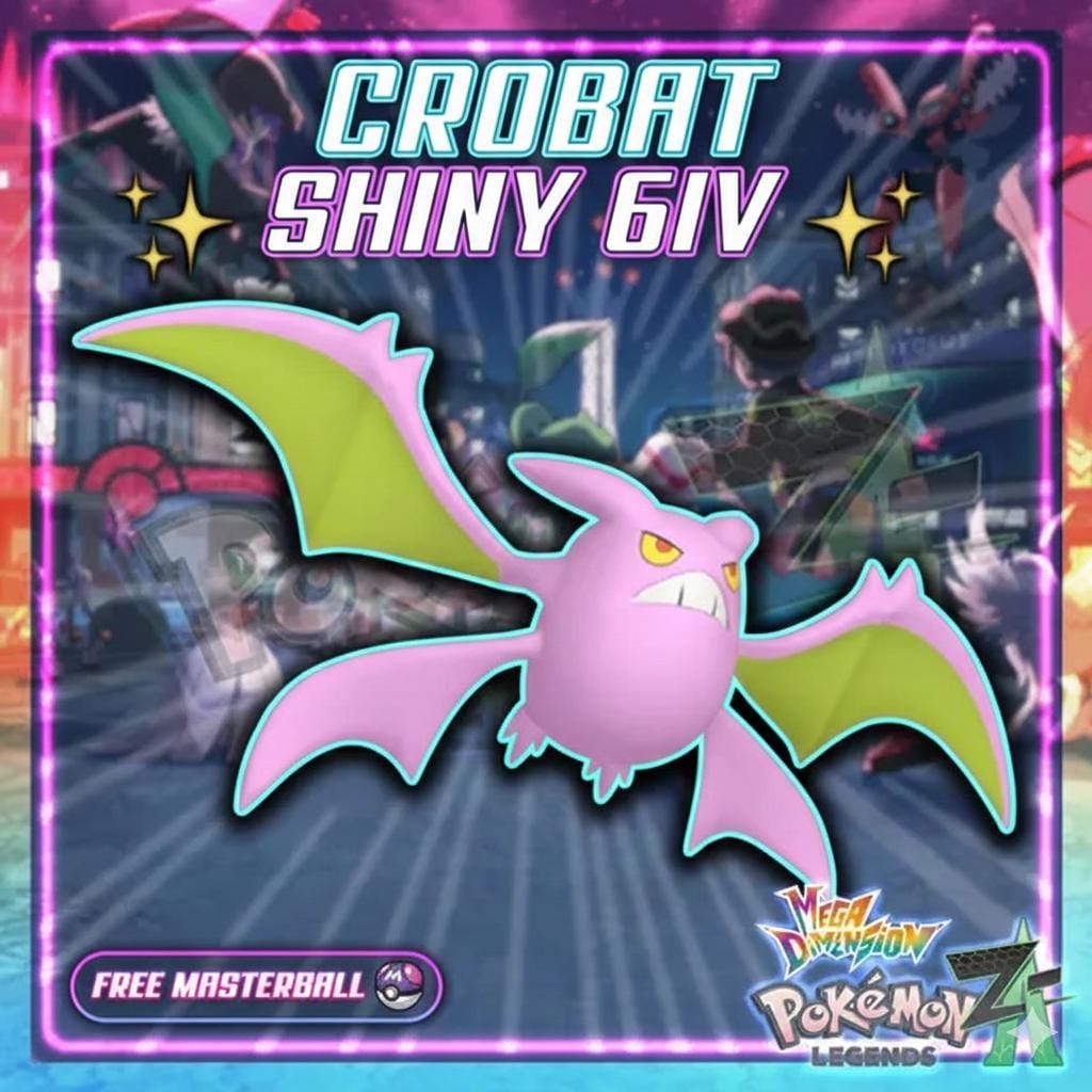Shiny Crobat Pokemon Legends ZA Mega Dimension DLC 6IV Competitive Battle Ready Pokémon card photo