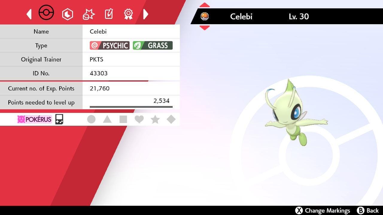 Celebi Lv. 30 Crystal Origin Event Pokérus Pokémon HOME Trade Sword Shield Rare Mythical Bonus – Pokémon HOME Transfers Pokémon card photo