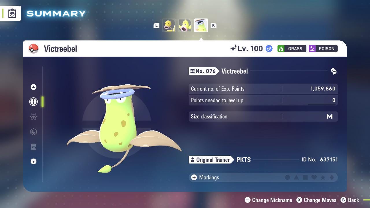 Foto de la carta Pokémon Shiny VICTREEBEL Pokémon Legends ZA 6IV Listo para la batalla competitiva 3