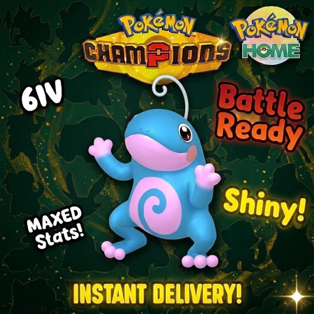 Shiny Politoad Pokémon Champions 6IV Competitive Battle Ready – Champions Pokémon card photo