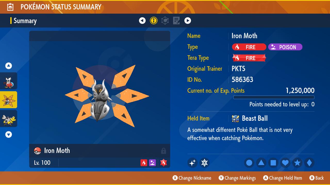 SHINY 6iv IRON MOTH Pokémon Scarlet and Violet 6IV Competitive Battle Ready Pokémon card photo 2