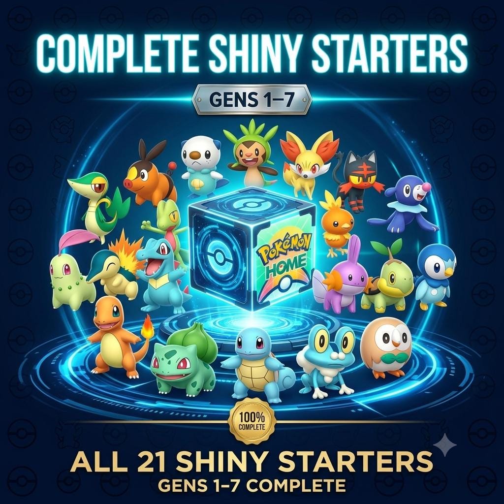 Pokemon HOME 6IV SHINY STARTERS Pokemon Scarlet Violet Pokemon Sword Shield Pokemon Let's Go Pokemon BdSp Pokemon Legends Arceus – Sword & Shield Pokémon card photo