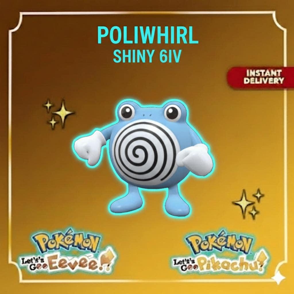 Shiny POLIWHIRL Pokémon Lets Go Pikachu Eevee 6IV Competitive Battle Ready – Pokémon Let's Go Pokémon card photo