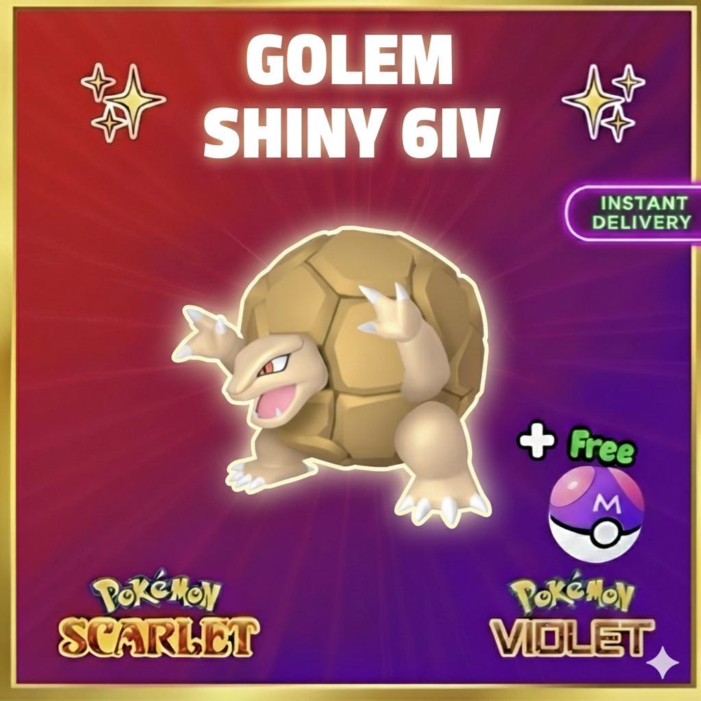 Foto de la carta Pokémon GOLEM Shiny Pokémon Escarlata Púrpura 6IV Competitivo Listo Para la Batalla