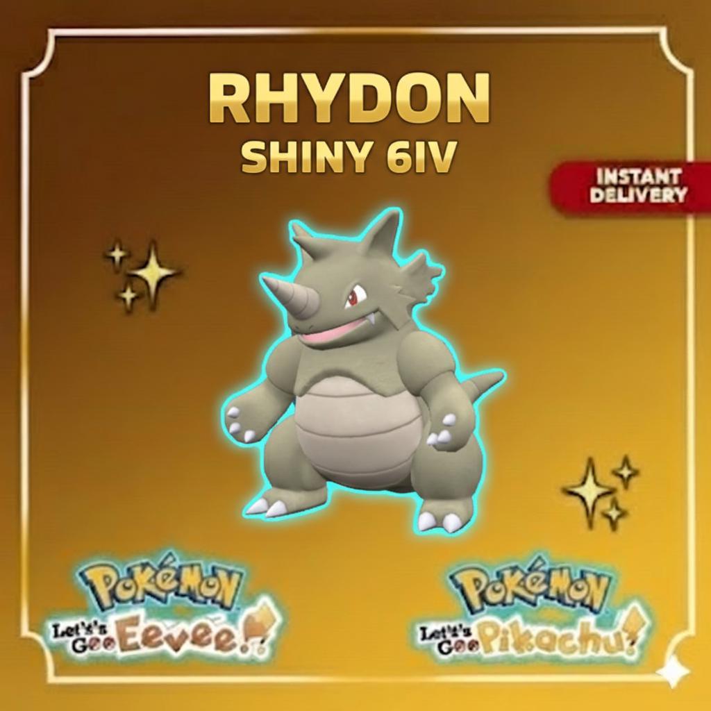 Shiny Rhydon Lets Go Pikachu Eevee 6IV Competitive Battle Ready – Pokémon Let's Go Pokémon card photo