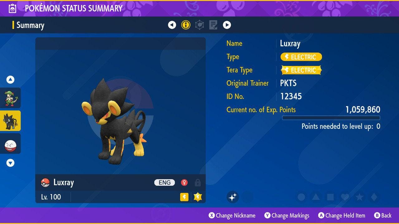 Shiny LUXRAY Pokémon Scarlet Violet 6IV Competitive Battle Ready Pokémon card photo