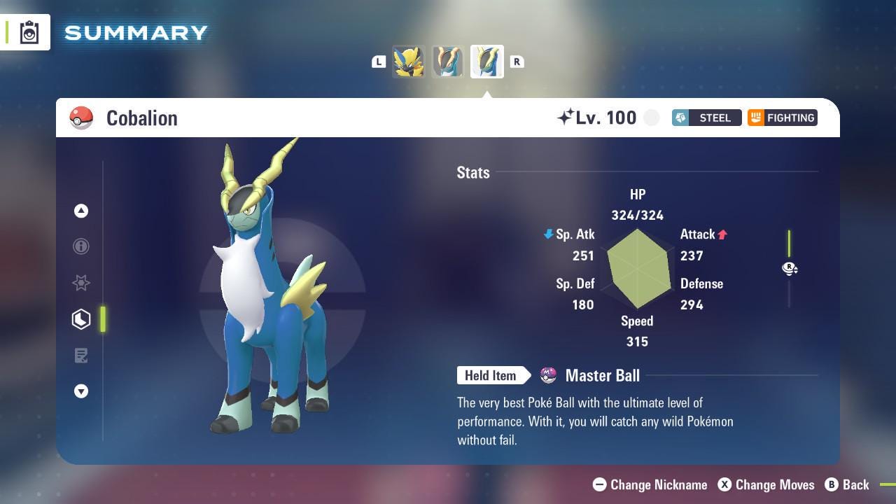 Foto de la carta Pokémon Shiny Cobalion Pokemon Legends Za DLC Dimensión Mega 6IV Listo para la Batalla Competitivo 2