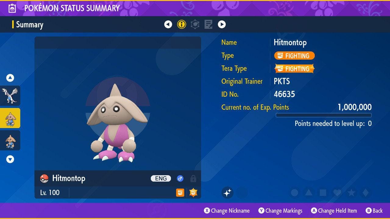 Shiny HITMONTOP Pokémon Scarlet Violet 6IV Competitive Battle Ready Pokémon card photo
