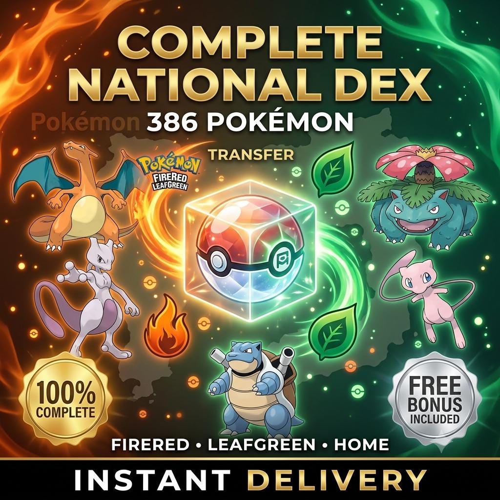Pokemon FireRed LeafGreen Kanto Pokedex Shiny Authentic for Switch 2 Pokemon Home Transfer 386 Shiny Custom OT Pokémon 30th Anniversary Pokémon card photo