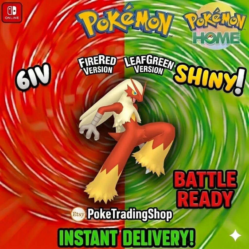 Foto de la carta Pokémon SHINY BLAZIKEN Pokémon Rojo Fuego Verde Hoja 6IV Listo para el Combate Competitivo