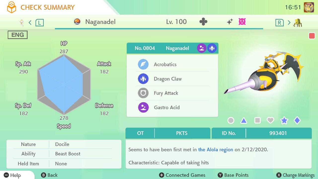 Shiny NAGANADEL Pokémon HOME 6IV Competitive Battle Ready – Pokémon HOME Transfers Pokémon card photo