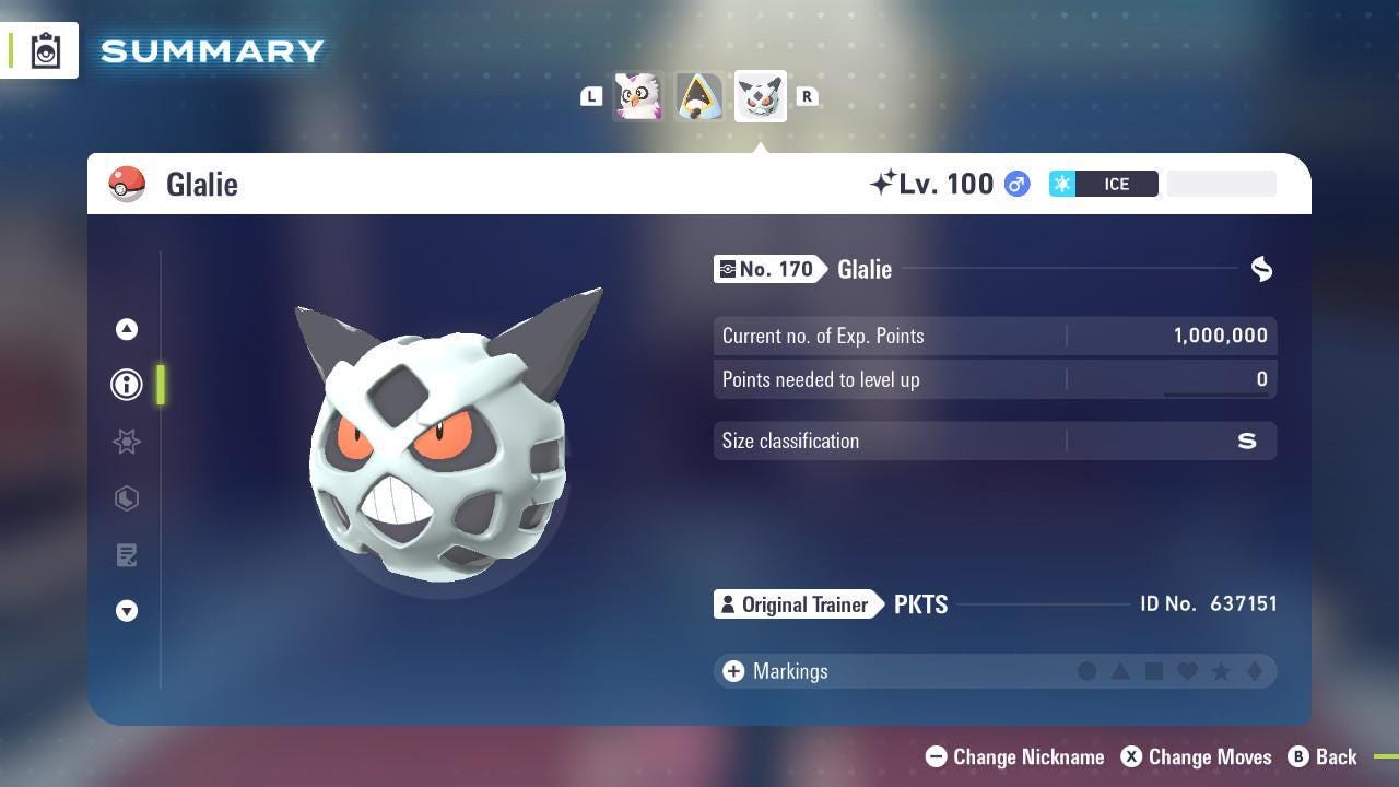 Foto de la carta Pokémon Shiny GLALIE Pokémon Legends ZA 6IV Listo para el Combate Competitivo 2