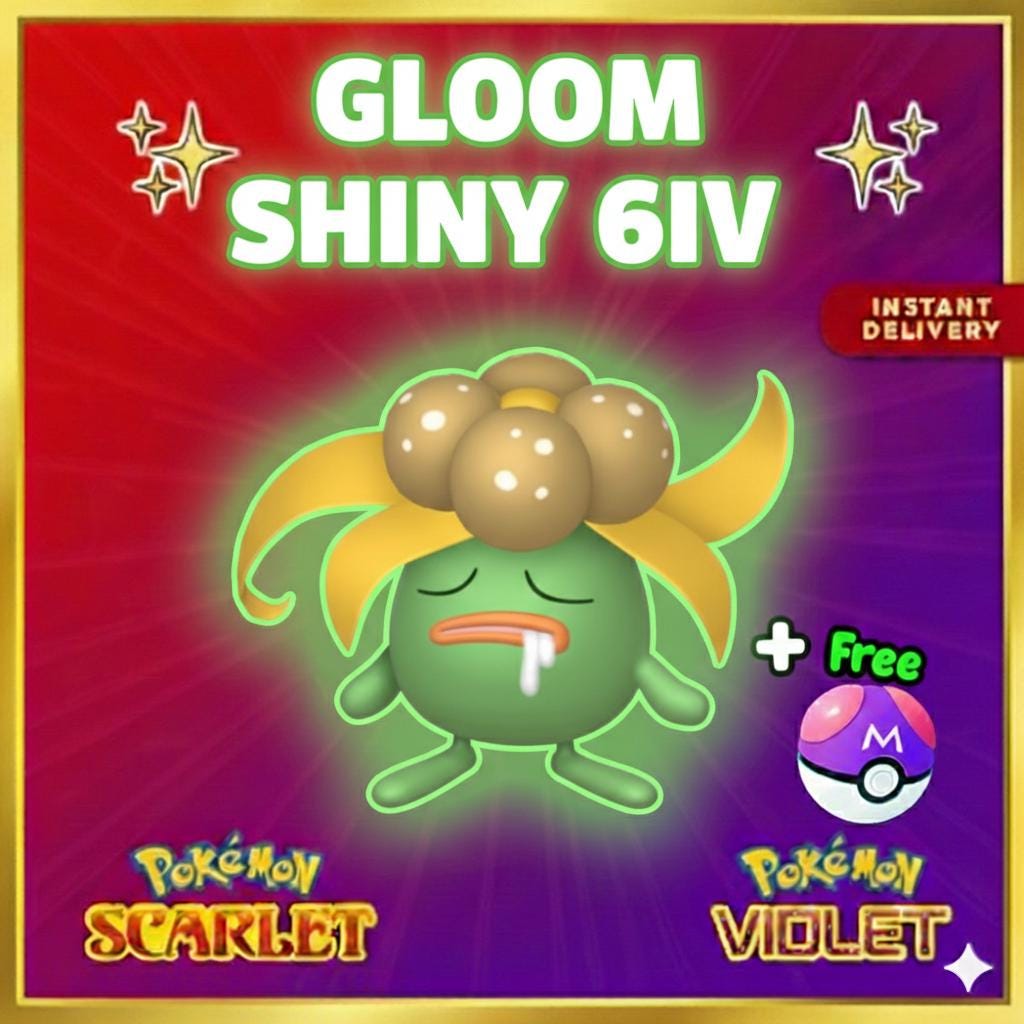 Foto de la carta Pokémon Pokémon Escarlata Púrpura GLOOM variocolor listo para la batalla, EV entrenado, OT personalizado, cualquier objeto equipado, intercambio SV, Clorofila
