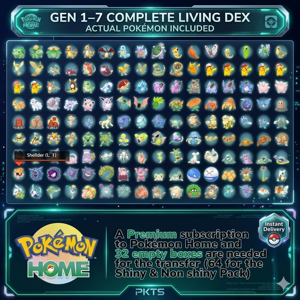 Non-Shiny Living Dex Gen 1-7 Pokemon Home, Complete Pokedex All Forms, Legendaries Mythicals 6IV, Competitive Trade Service Pokémon card photo 6