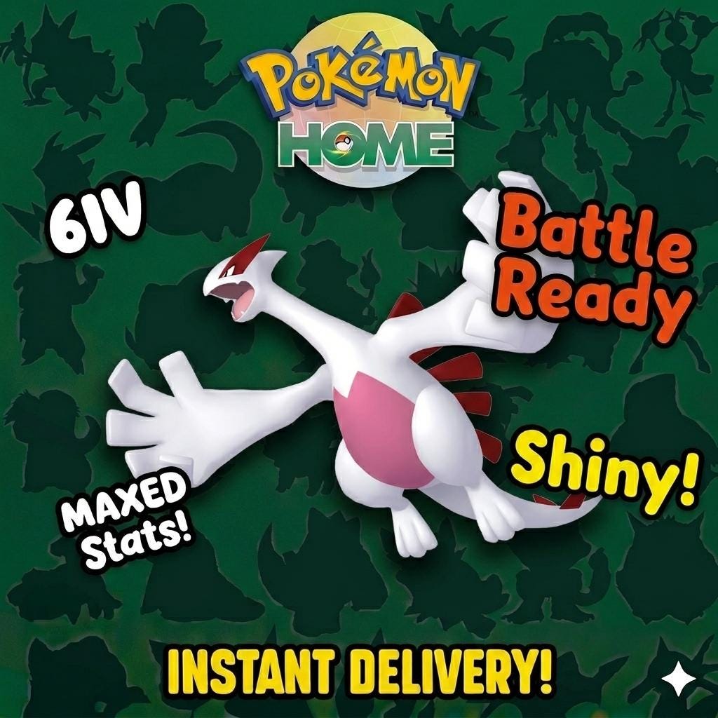 Shiny Lugia Pokémon HOME 6IV Competitive Battle Ready Pokémon card photo
