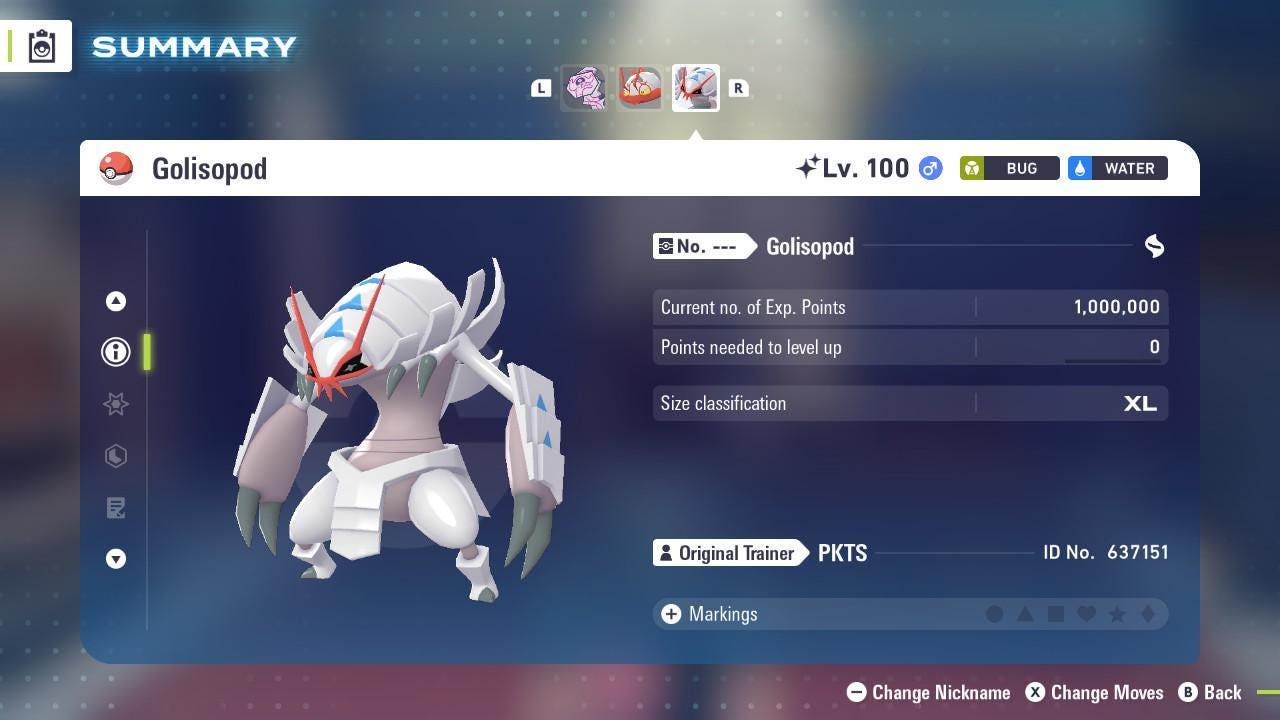 Foto de la carta Pokémon Golisopod variocolor Pokémon Legends ZA Mega Dimensión DLC 6IV Listo para el combate competitivo 3