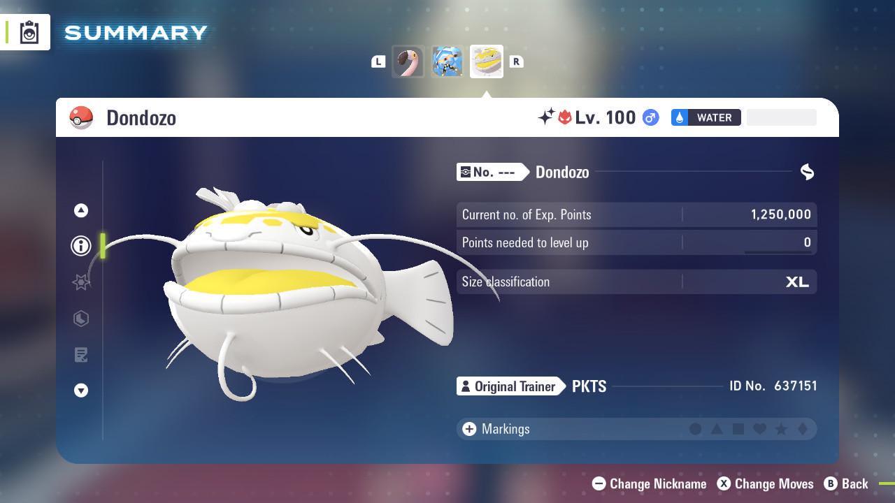 Foto de la carta Pokémon Shiny Alpha Dondozo Pokémon Legends ZA Mega Dimension DLC 6IV Listo para el Combate Competitivo 3