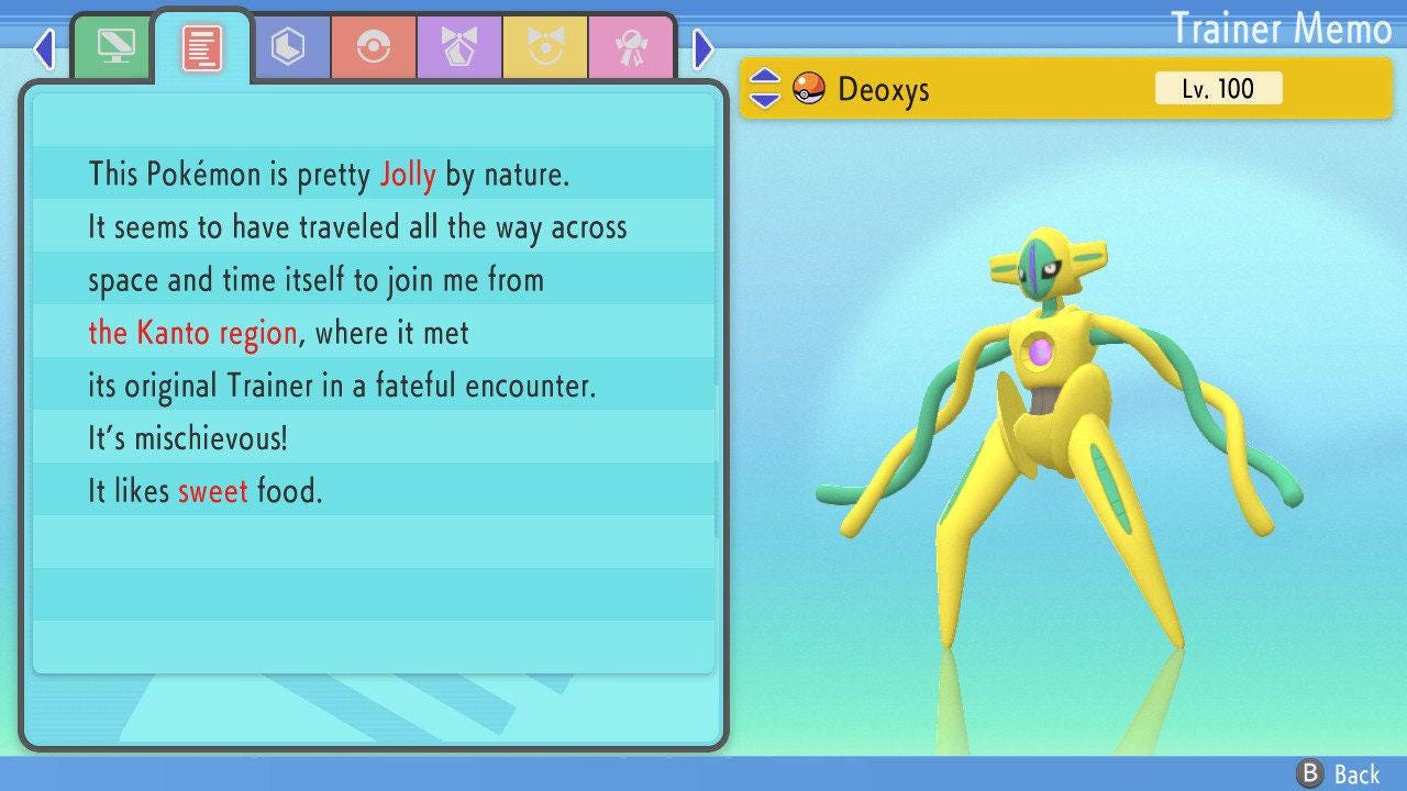 Foto de la carta Pokémon DEOXYS Brillante 6IV Pokémon Diamante Brillante Perla Reluciente 6IV Competitivo Listo para la Batalla 3