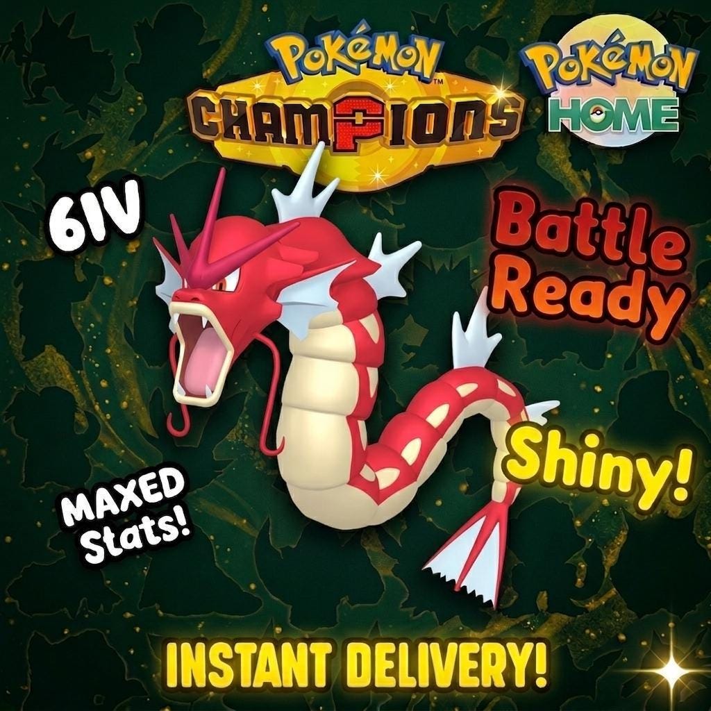 Shiny Gyarados Pokémon Champions 6IV Competitive Battle Ready – Champions Pokémon card photo