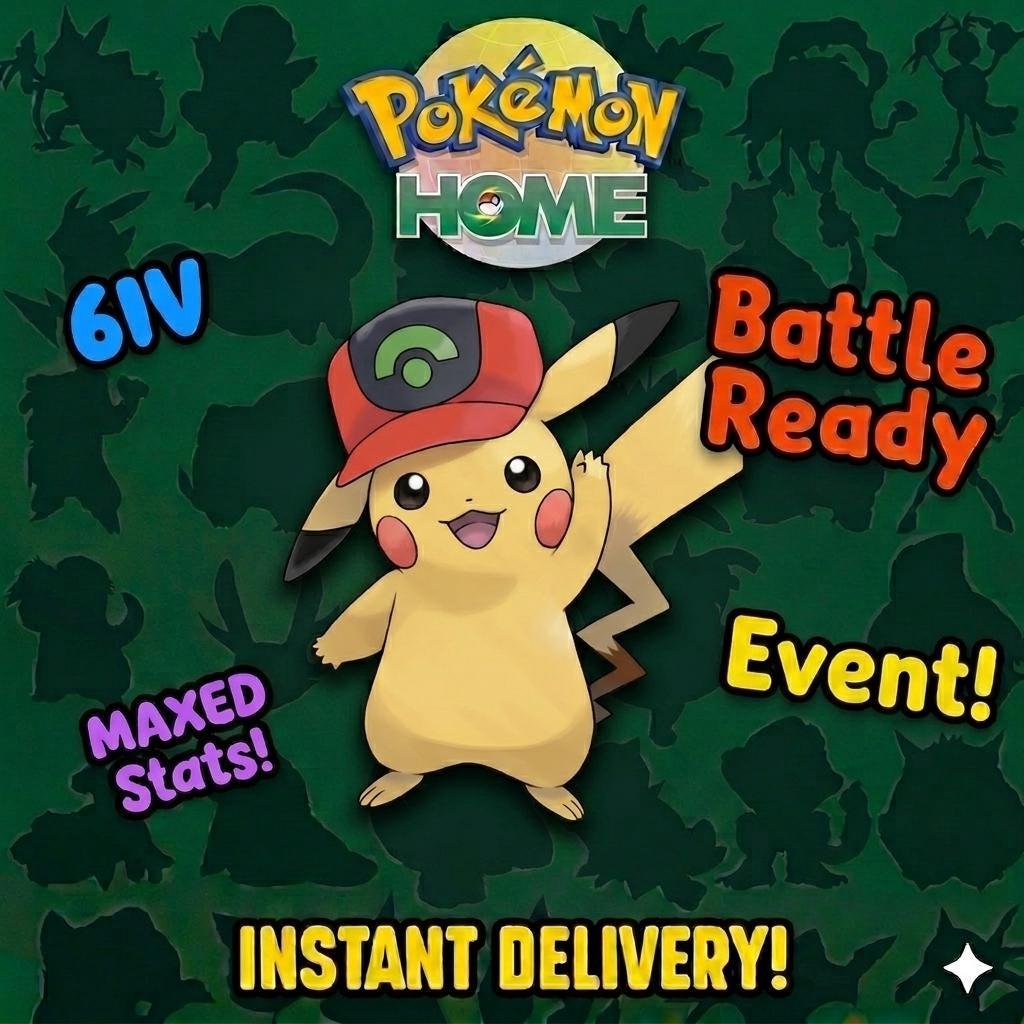 Pokemon Home ASH PIKACHU EVENT Hoenn Cap 6IV Pokemon Scarlet Violet Pokemon Sword Shield, Pokemon Lets Go, Pokemon Legends Arceus – Legends Arceus Pokémon card photo