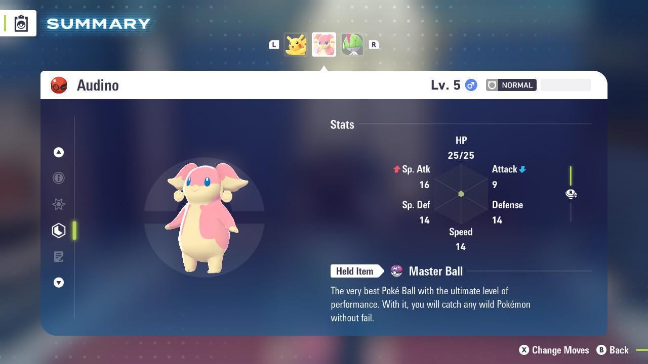 Pokemon ZA Non Shiny 6IV Event AUDINO PokeCenter 251101 Center Birthday 6IV Competitive Battle Ready – Exclusive Event Pokémon Pokémon card photo