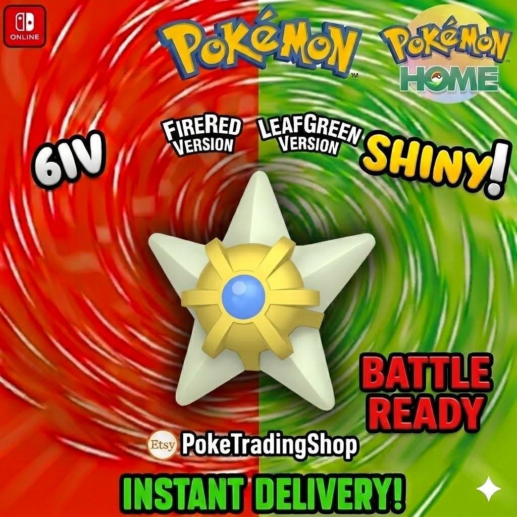 Foto de la carta Pokémon STARYU VARIOCROMÁTICO Pokémon Rojo Fuego Verde Hoja 6IV Competitivo Listo para la Batalla