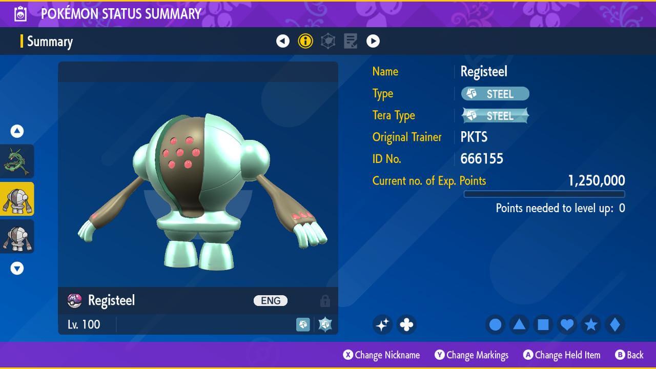 Shiny REGISTEEL Pokémon Scarlet and Violet 6IV Competitive Battle Ready Pokémon card photo 2