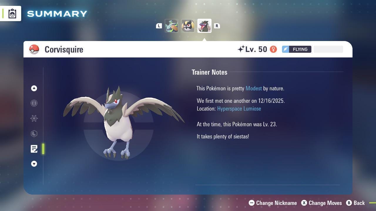 Shiny Corvisquire Pokemon Legends ZA Mega Dimension DLC 6IV Competitive Battle Ready Pokémon card photo 4