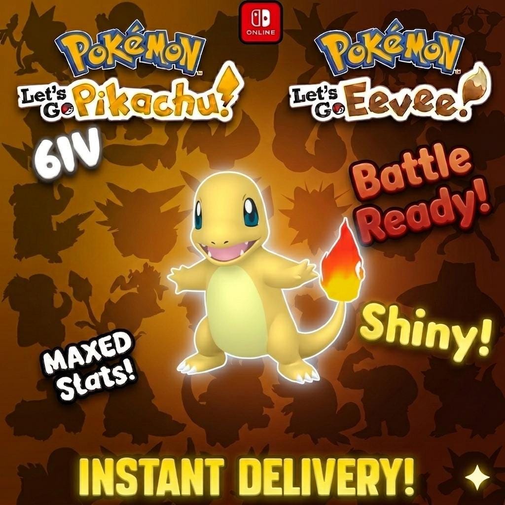 SHINY 6IV Charmander Pokémon Lets Go Pikachu Eevee 6IV Competitive Battle Ready – Pokémon Let's Go Pokémon card photo