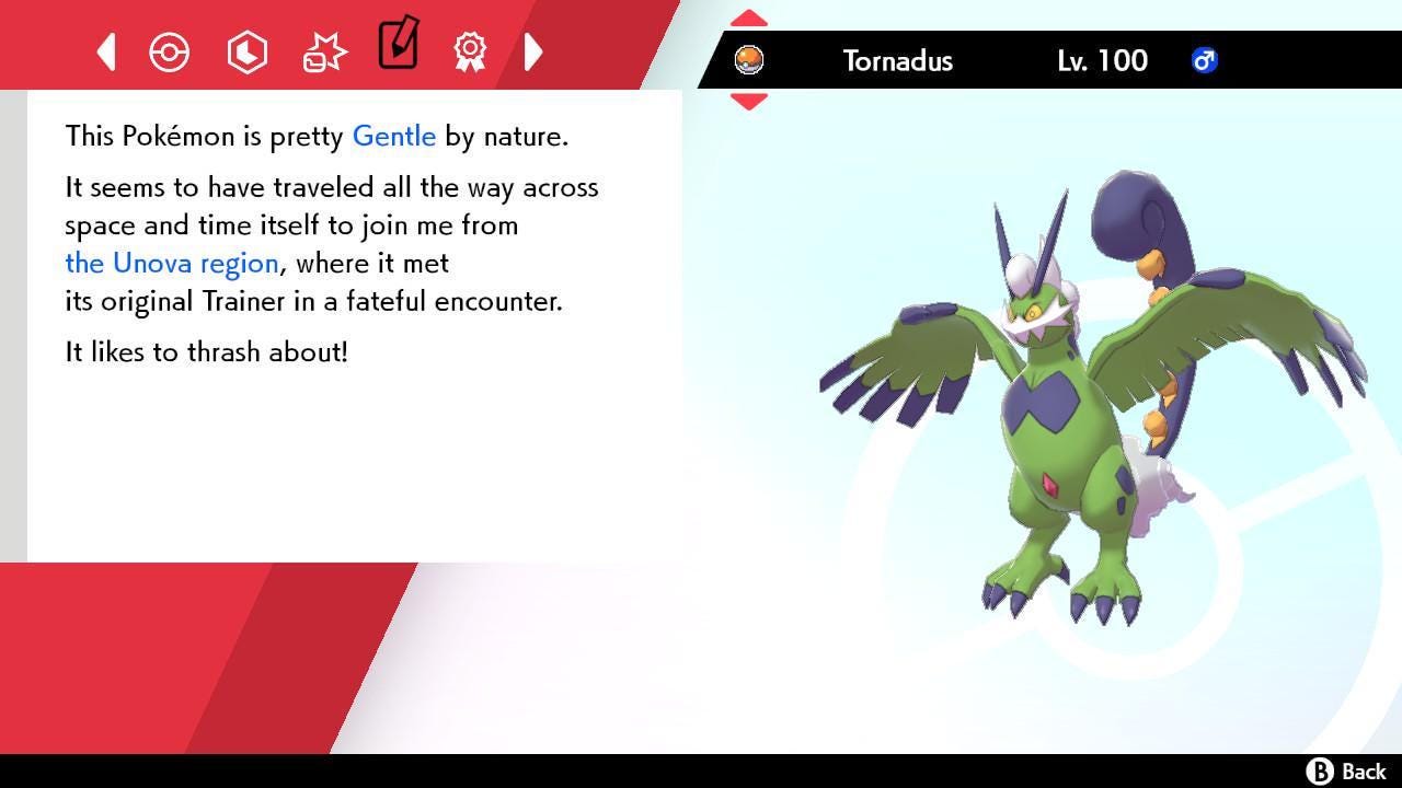 Foto de la carta Pokémon Shiny Forma Tótem TORNADUS Pokémon Espada y Escudo 6IV Pokémon Listo para la Batalla Competitivo + EVs Shiny Gratis 4